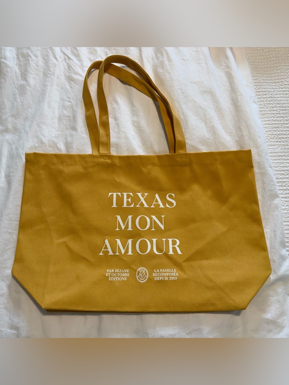 Sezane Texas Mon Amour Mustard Canvas Tote
